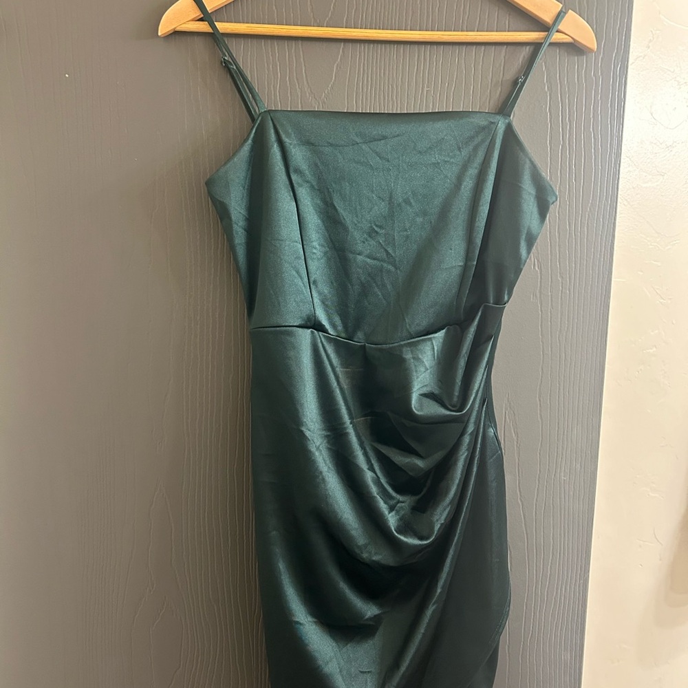 Honey and Rosie Green Ruched Sheath Dress